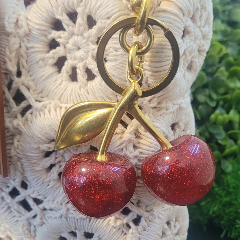 Cherry Keychain with Gold Accents - Picture 5 of 6